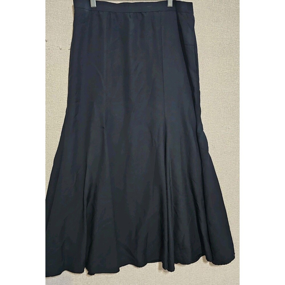 Vintage Oleg Cassini Black Maxi Skirt Size 16 Triacetate A-Line Flare Long Skirt - Picture 2 of 13